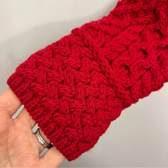 NWT Aran Mor Ireland pure merino wool ruby red high neck sweater L - Picture 10 of 17